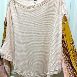 Free People Waffle Knit Balloon Sleeves